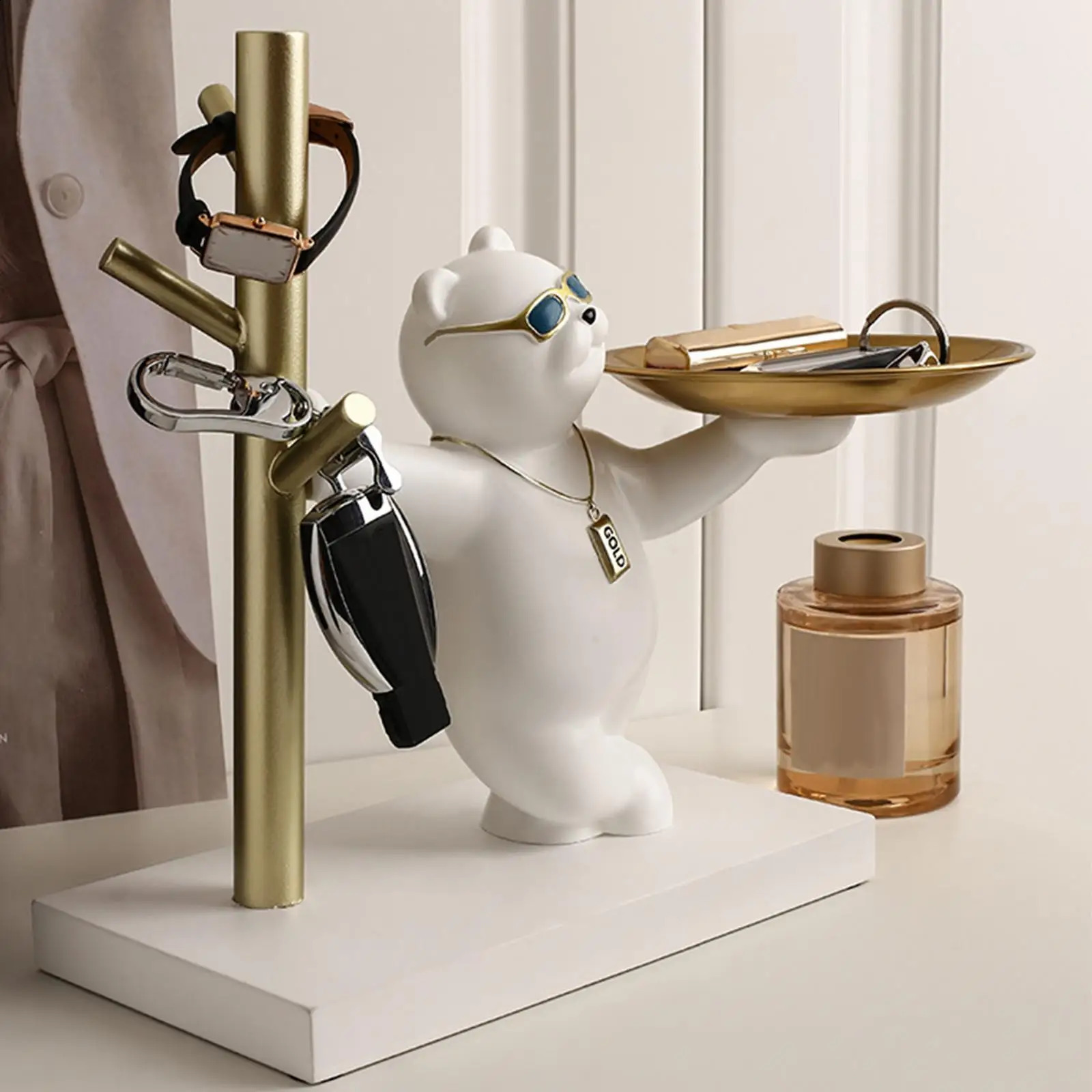 Resin Bear Storage Tray Desk Sundries Container for Living Room Home Decor 240816