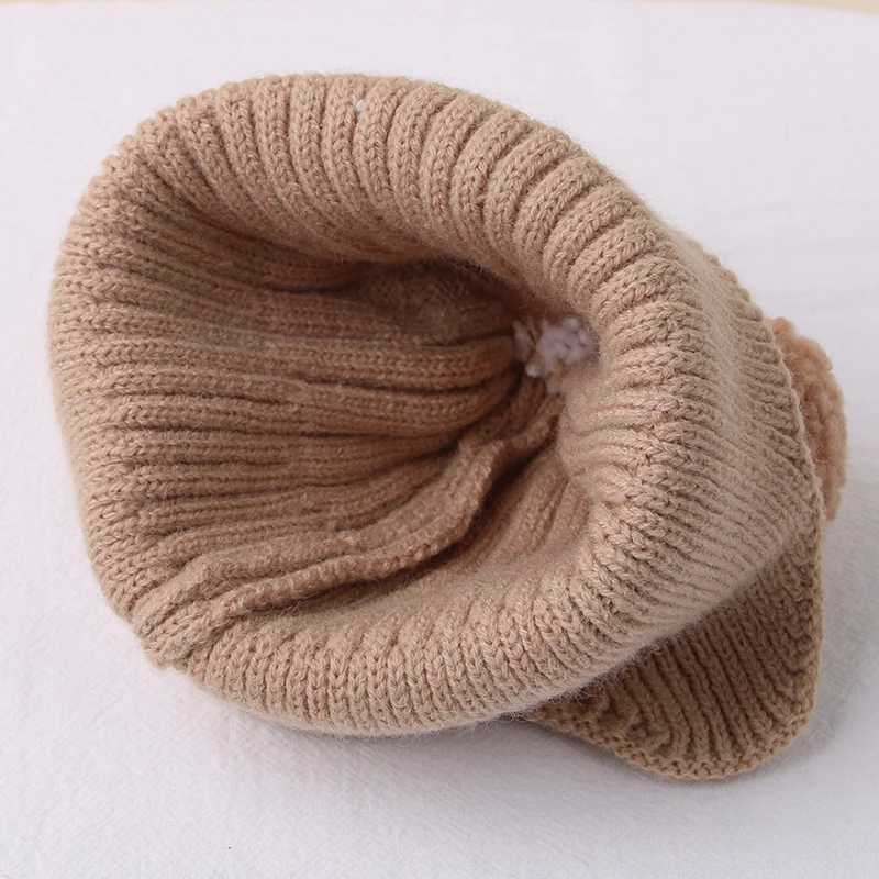 Winter Baby Beanie Cap Cartoon Bear Ear Protection Knitted Hat for Toddler Boys Girls Cute Korean Warm Kids Crochet Hats GorrasY240815