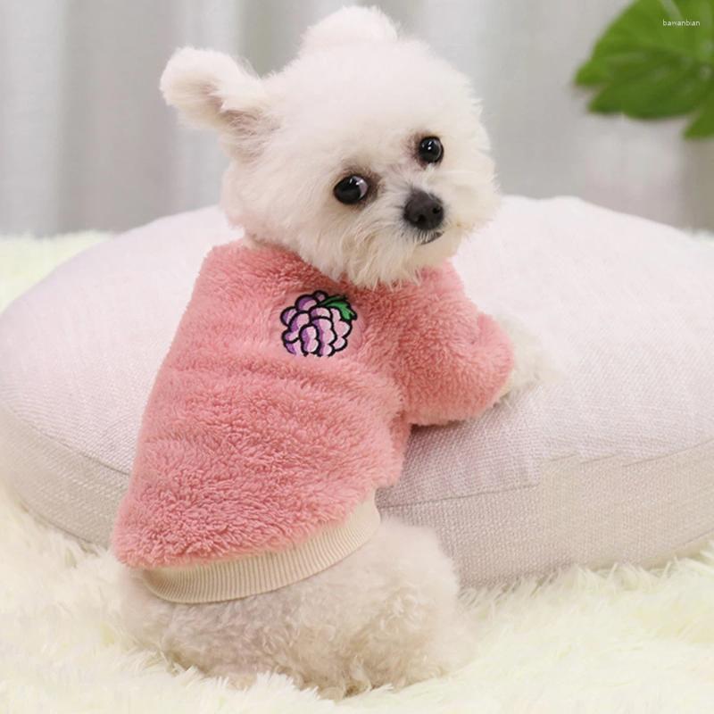 Dog Apparel Pet Vest Fruit Pattern Thicken Warm Cat Soft Fluffy Pullover Shirt Fleece Jumper Coat Plush Autumn Clothes