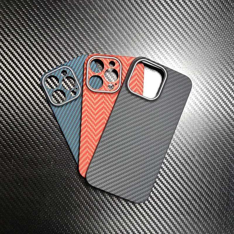Real carbon fiber case for iphone 15/14 pro max Ultra Thin Open lens blue aramid fiber phone cover for iphone 15/14 plus caseM240816