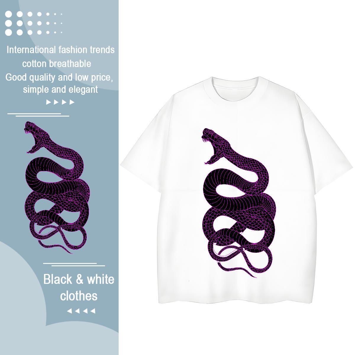 2024 T Shirt For Woman Short sleeve Soft 230g Pure Cotton Women Tees Graphic snake Hip Hop Street Loose fit Tops Tees