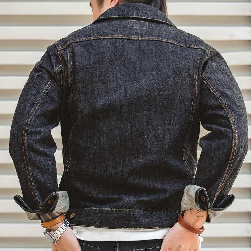 Maden Vintage 14.8 oz Washed Denim Type III Jacket Classic Solid Slimming Coat Cotton Denim Jacket Mens Spring/Summer Top W241011