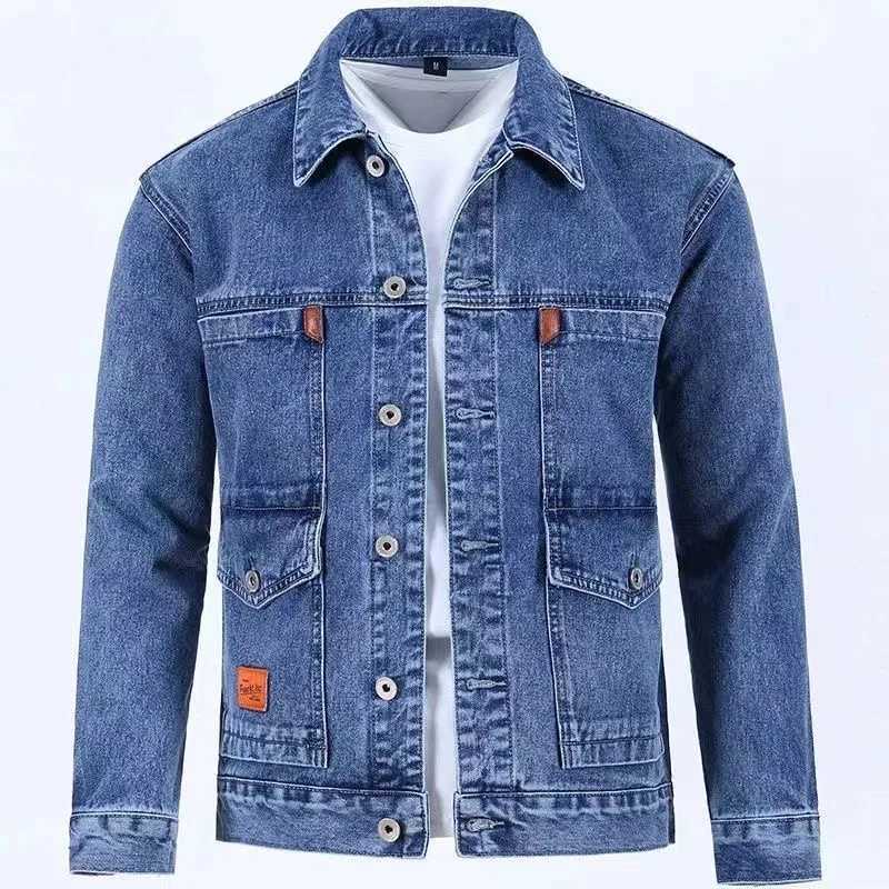 2023 Spring/Summer New Fashion Trend Solid Color Cowboy Jacket Mens Casual Loose Comfortable Large Size High Quality Coat W241011