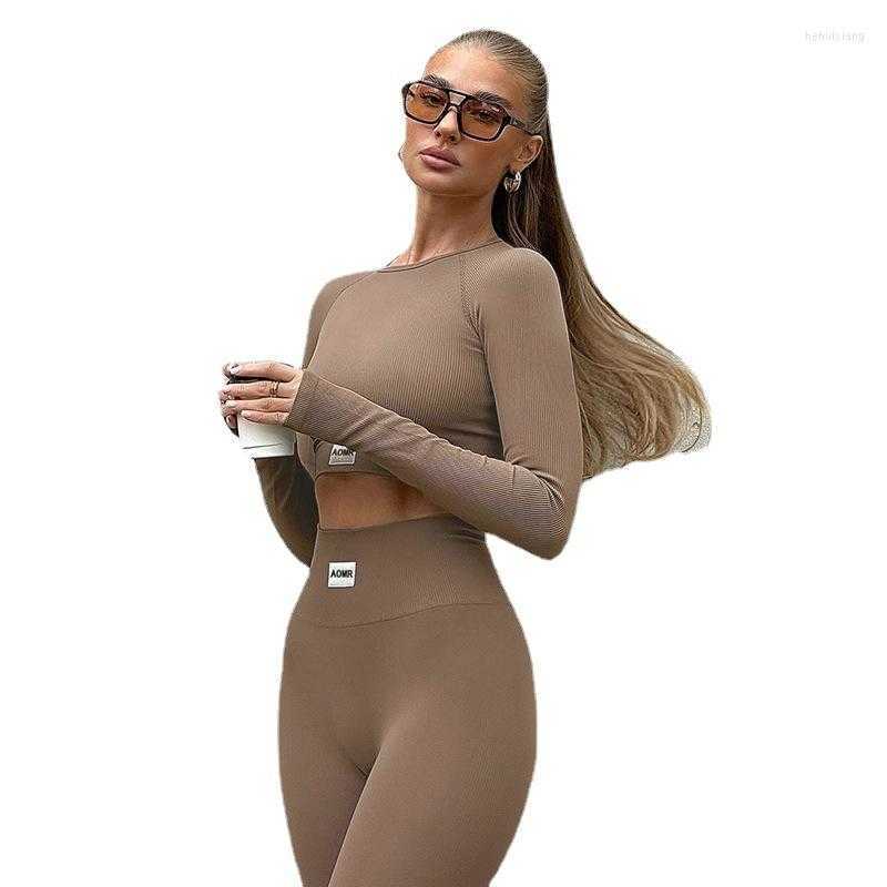 Yoga Outfit Womens Two Piece Pants Set Women Sportswear Workout Clothes For Sport Sets Suits Fitness Long Sleeve Yoga Leggings S2412306