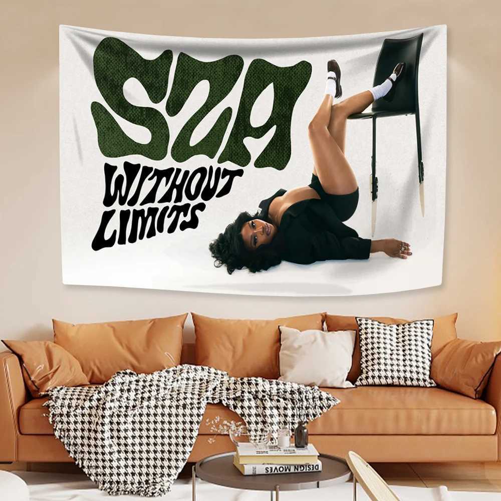 American Pop Singer Tapestry SZA Album Poster Home Decoration Wall Hanging Background Cloth Bedroom Dormitory Decor Sofa Blanket Y240816
