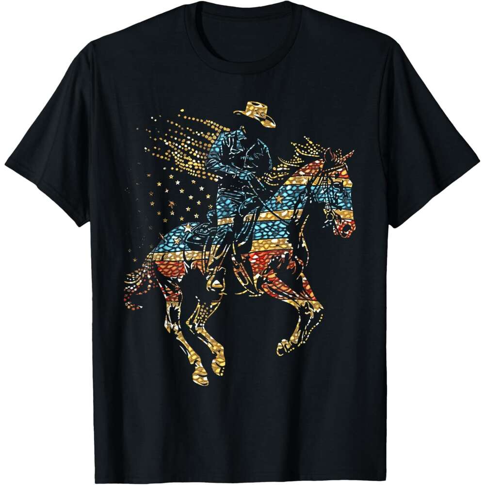 T shirt for Mens Fourth of July Patriotic Horse Spirits Celebrating Freedom T-Shirt Shirts Tshirt Graphic Tee Casual Tops Clothes Short sleeve