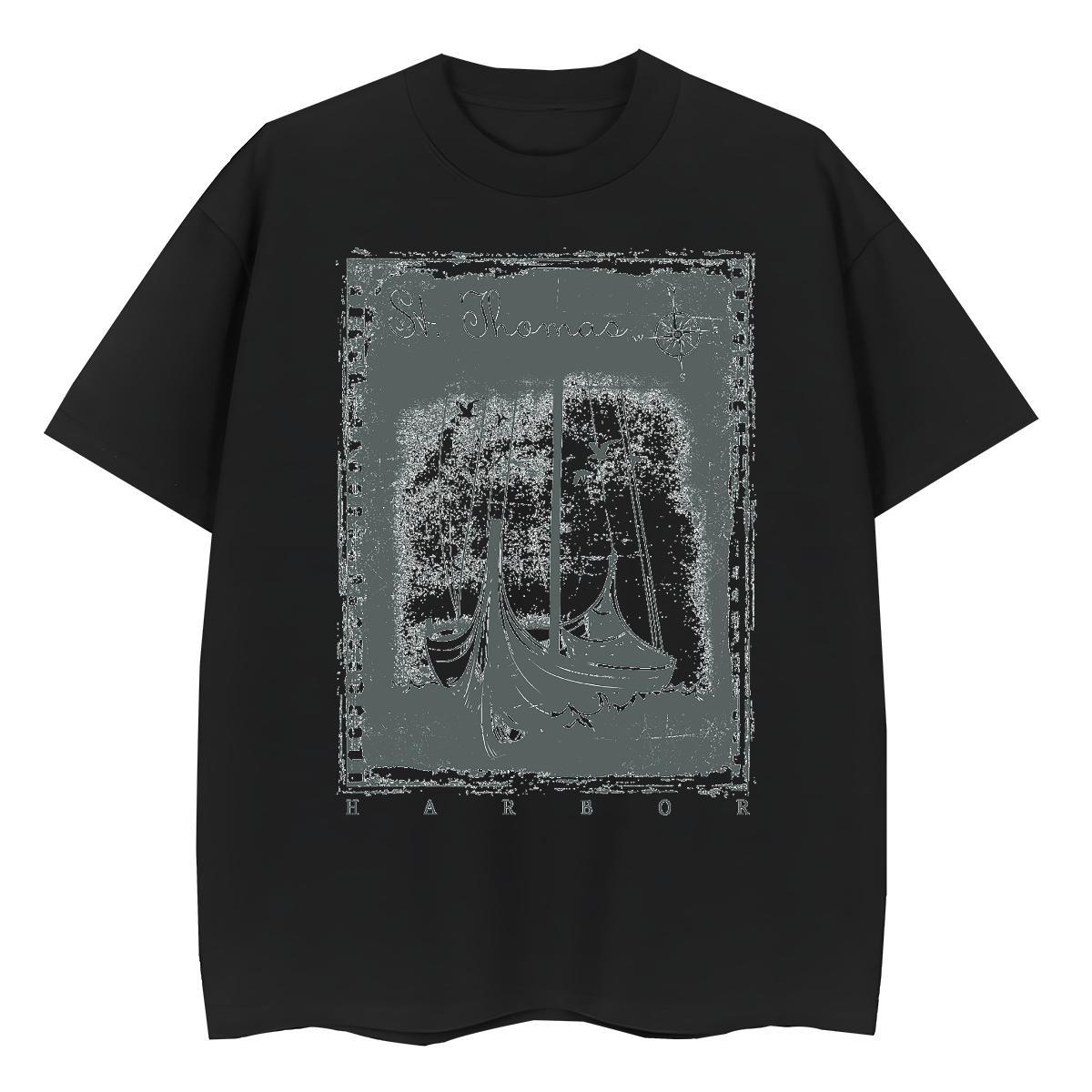 Stylist T-Shirts for Women 100% Cotton 230g Short Sleeve O-Neck Street Casual black and white Unisex Tshirts Soft Anime Tees