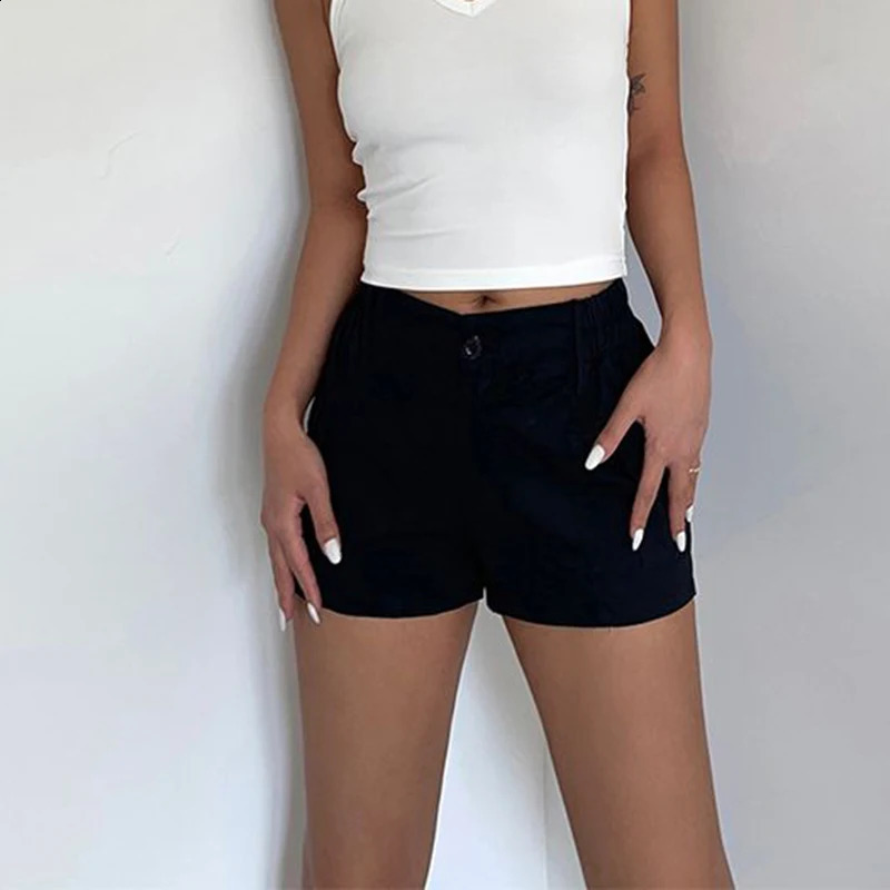 Y2K Cotton Women Cargo Shorts Vintage High Waist Pockets Female Casual Shorts Summer American Street All Match Ladies Short 241224