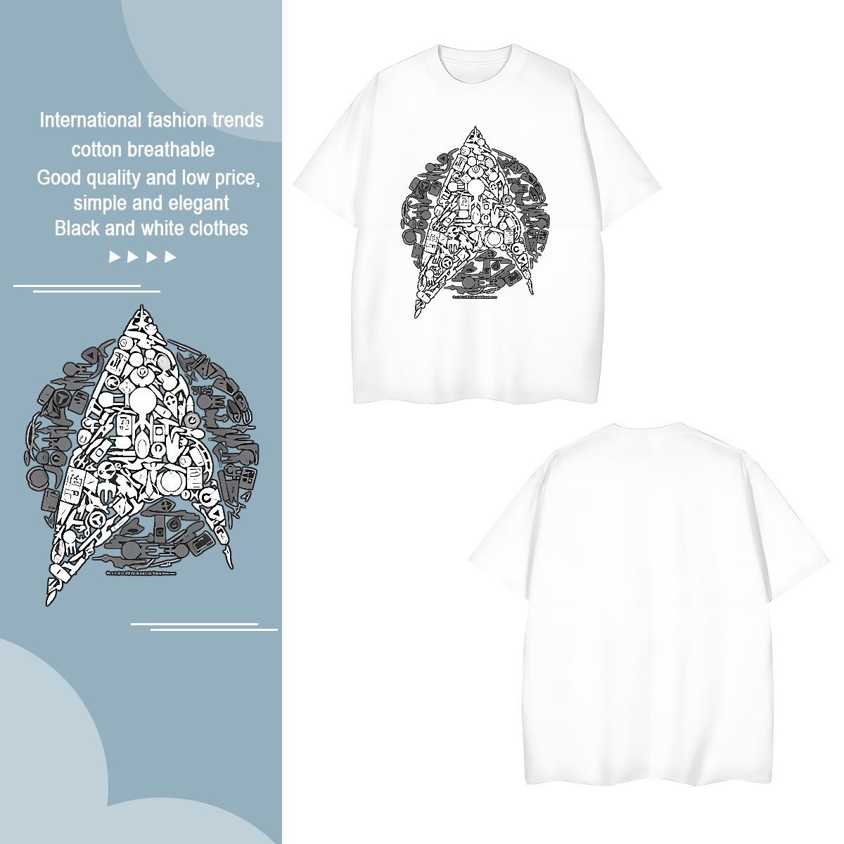 Men T Shirts 230g 100% Cotton Hand drawn Street Casual Breathable Short Sleeve Skull Tshirts Casual New Designer Tops