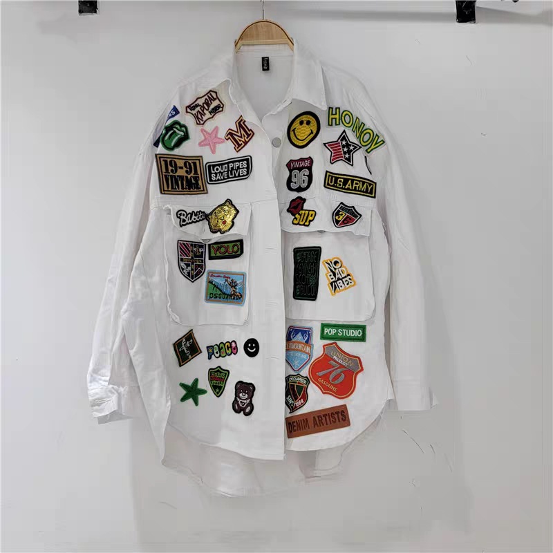 Women's Jackets Hip Hop Streetwear All-matching Fashion Beaded Diamonds Denim Jacket Women's Autumn Loose Three Dimensional Decoration Coat
