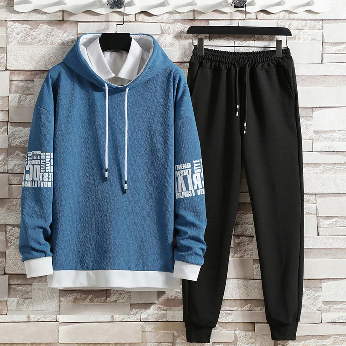 Mens summer autumn set casual hoodie set pants hooded printed sweater mens long sleeved shirt 240827