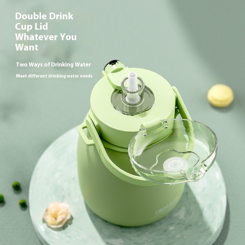 Stainless steel intelligent insulated cup, large capacity children's water kettle, high aesthetic value, internet celebrity, straw, big belly cup
