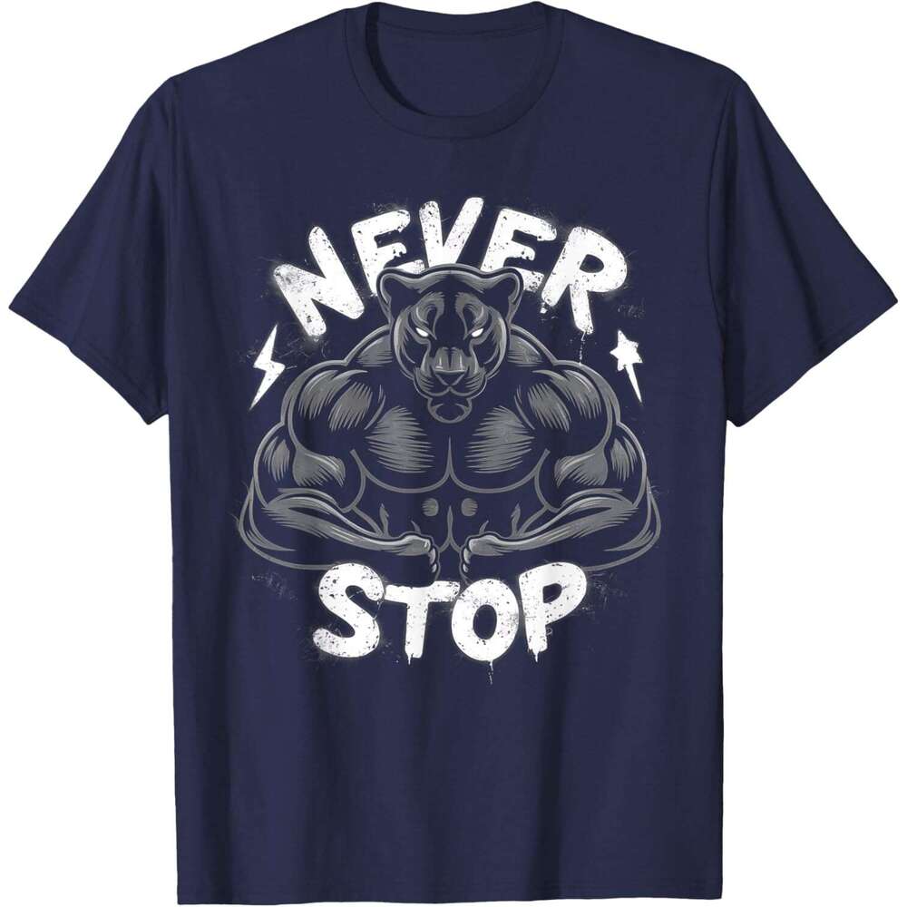 2025S Fashion Designer T Shirt For Mens Bodybuilding Tiger Never Stop Gym Fiess Motivational Quote T Shirt Shirts Tshirt Graphic Tee Casual Tops Cloth