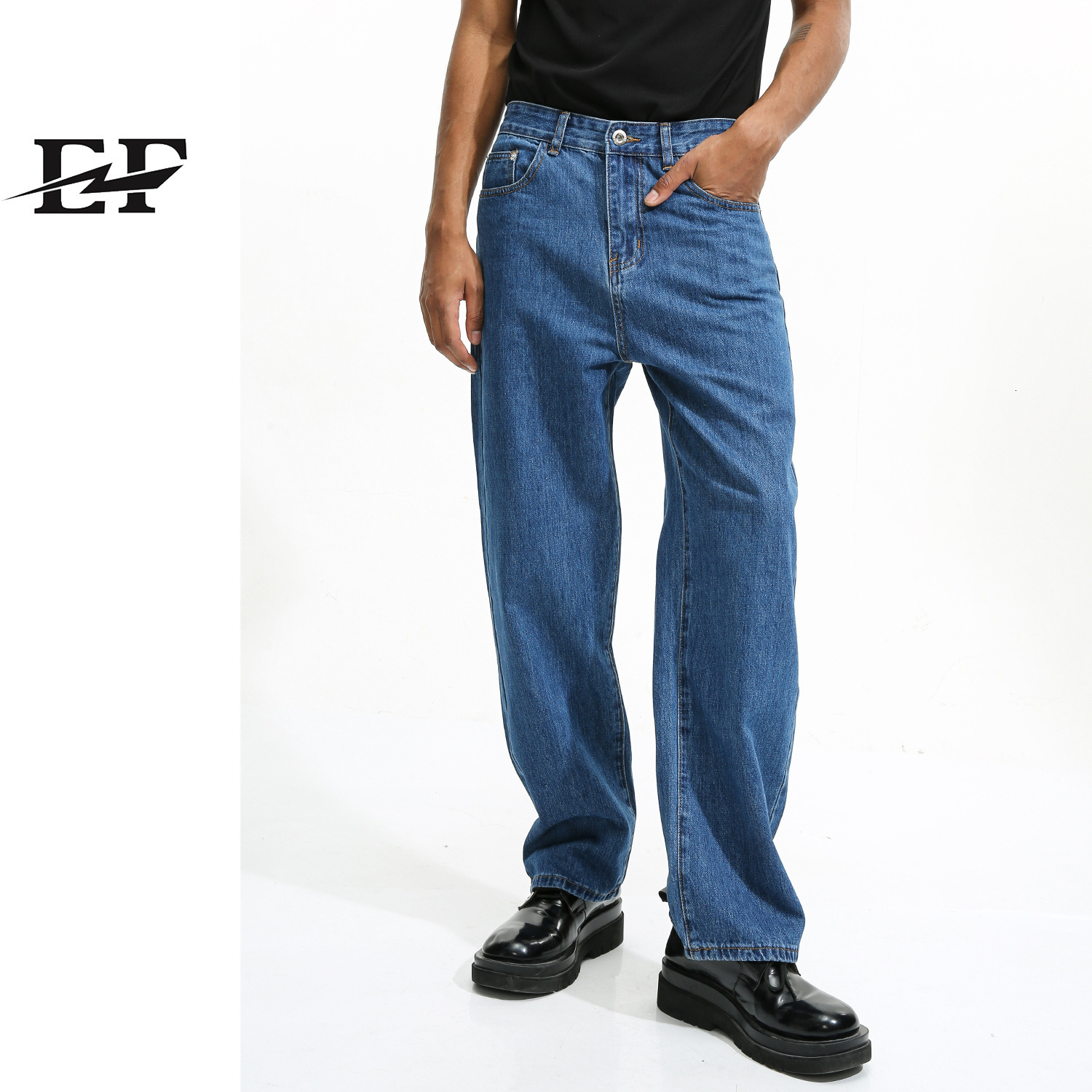 24ss Autumn New Product Hong Kong Style Advanced Simplicity Loose Casual Jeans Set Trendy