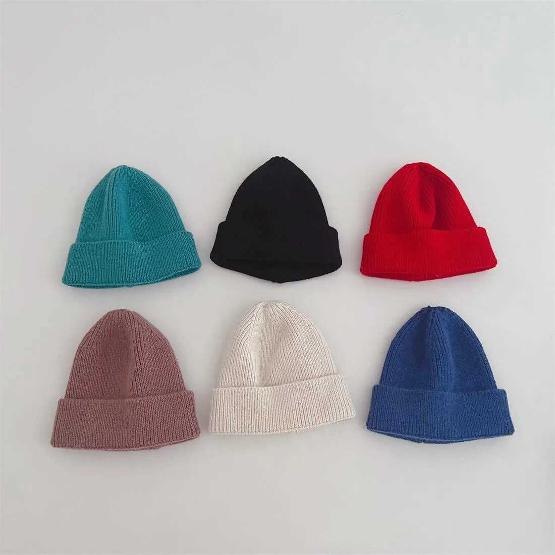 Autumn Winter Knitsuit Boy Girl Children Candy Color Solid Casual Knitted Hat Baby Warm Soft Cotton Cap Kid Fashion Kniting Caps LX241018