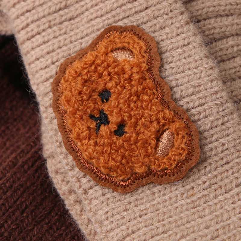 Winter Baby Beanie Cap Cartoon Bear Ear Protection Knitted Hat for Toddler Boys Girls Cute Korean Warm Kids Crochet Hats GorrasY240815