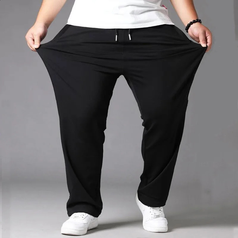 10XL Oversized Black Casual Pants Mens Breathable Sweatpants Elastic Waist Jogger Pants Quick Dry Baggy Trousers Men Streetwear 240816CJ
