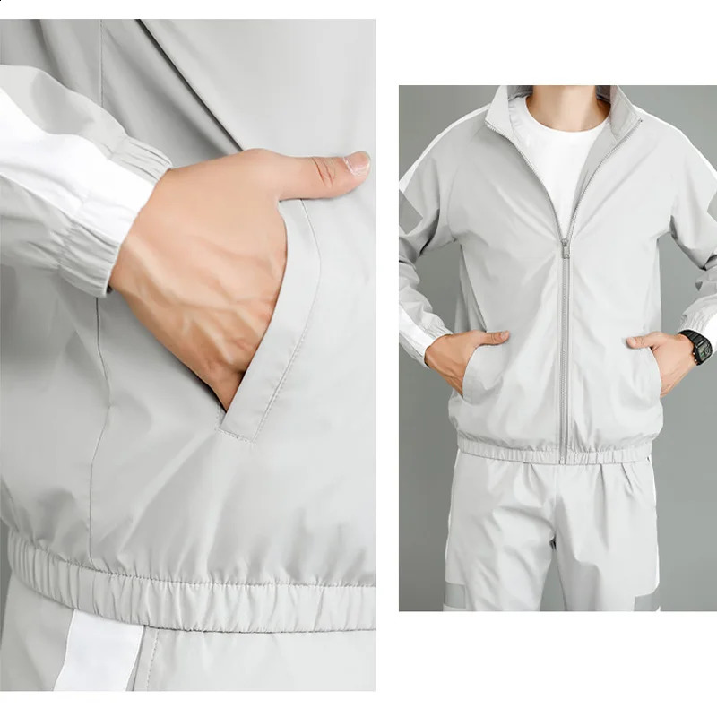 Mens Zipper Pocket CoatPants Set Hip Hop Set Track Set Sportswear seller 240827