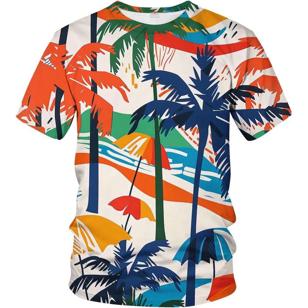 Mens T shirt Hawaii Beach Vacation Shirt for Women Men Colorful Coconut Trees Graphic T-Shirt Tees shirts tshirt graphic tee Casual tops summer clothe