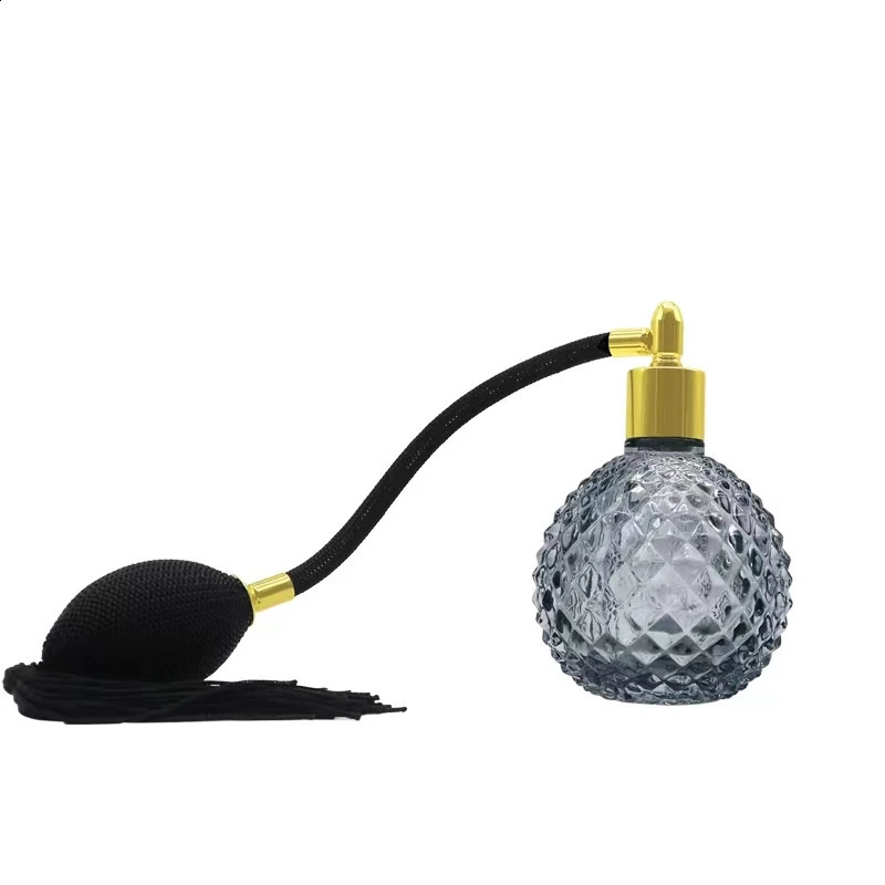100ml Crystal Art Vintage Style Empty Refillable Perfume Atomizer Long Tassel Spray Bitter Bottle With Air Bag Glass Bottles 240816