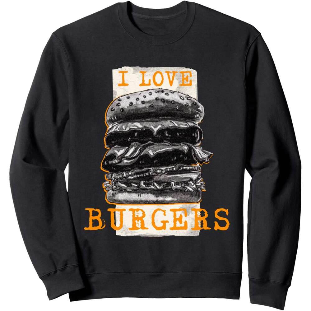 Long Sleeve Shirts For Men Sweatshirt I Love Burgers Vintage Favorite Meal Birthday Gift Sweatshirt Graphic Tee Streetwear Casual Tops Clothes sweatsh