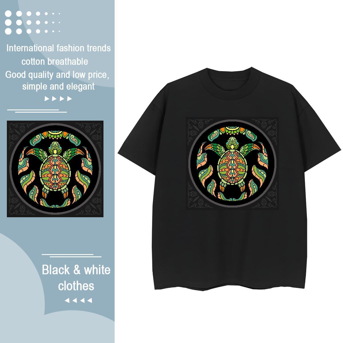 DIY T shirt O-Neck Short Sleeve 100% Cotton 230g Woman Tshirt Oversized L-4XL tortoise Sports Street Wear Loose fit Tops Tees
