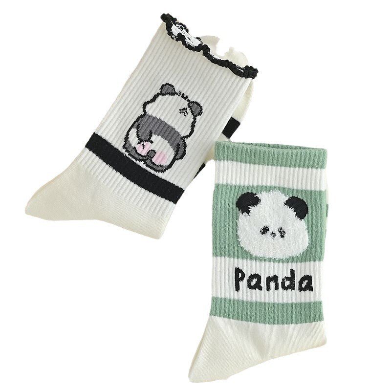 Panda Socks Children's Mid Tube Autumn Winter New Ins Trendy Versatile High Beauty Cute Student Sports Long Tube Socks Female