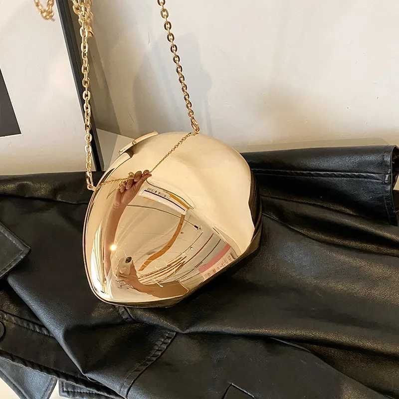 Designer Acrylic Shell Shape Clutch Bag Gold Silver Women Evening Party Bag Cute Shiny Metal Shoulder Crossbody Bags Small Purse CL240816