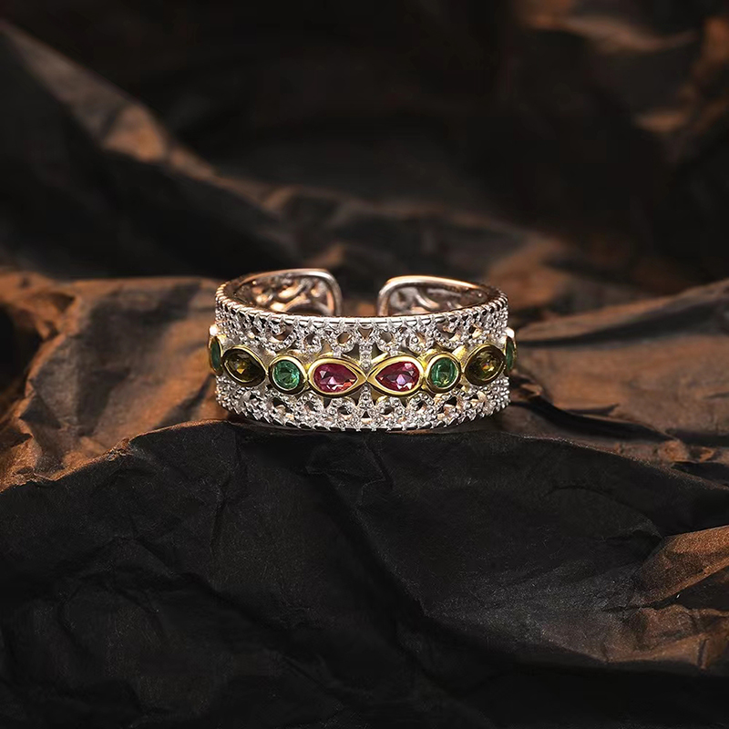 Designer ring vintage court style lace zirconium open ring niche design high sense of simplicity ring engagement wedding ring