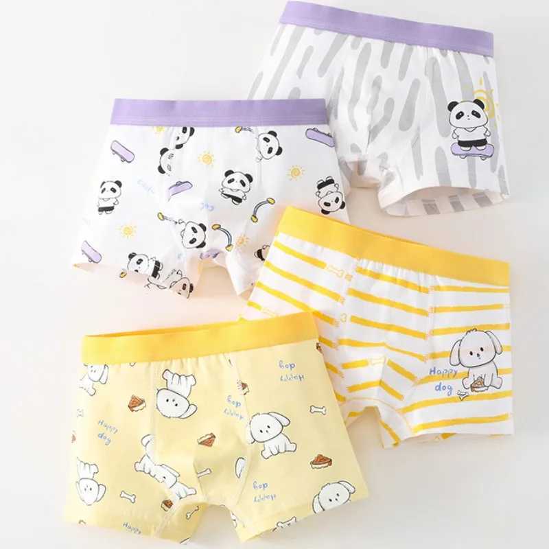 4 pieces of childrens cotton soft antibacterial underwear suitable for boys thin breathable and comfortable knitted 3y childrens underwear cute printe