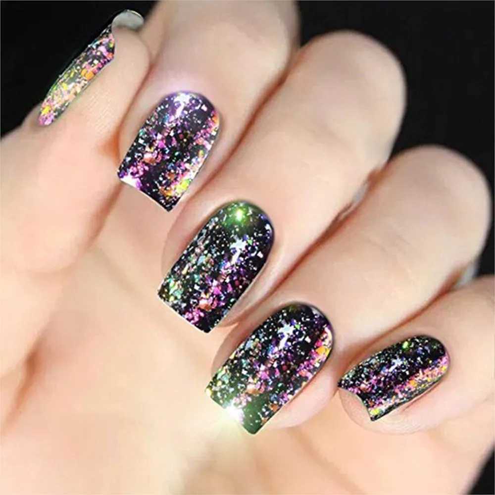 1Jar Laser Silver Nail Glitter Sequins - Iridescent Flakes Sparkling Laser Powder Holographic Glitter Flakes Manicure DecorationXJ240815