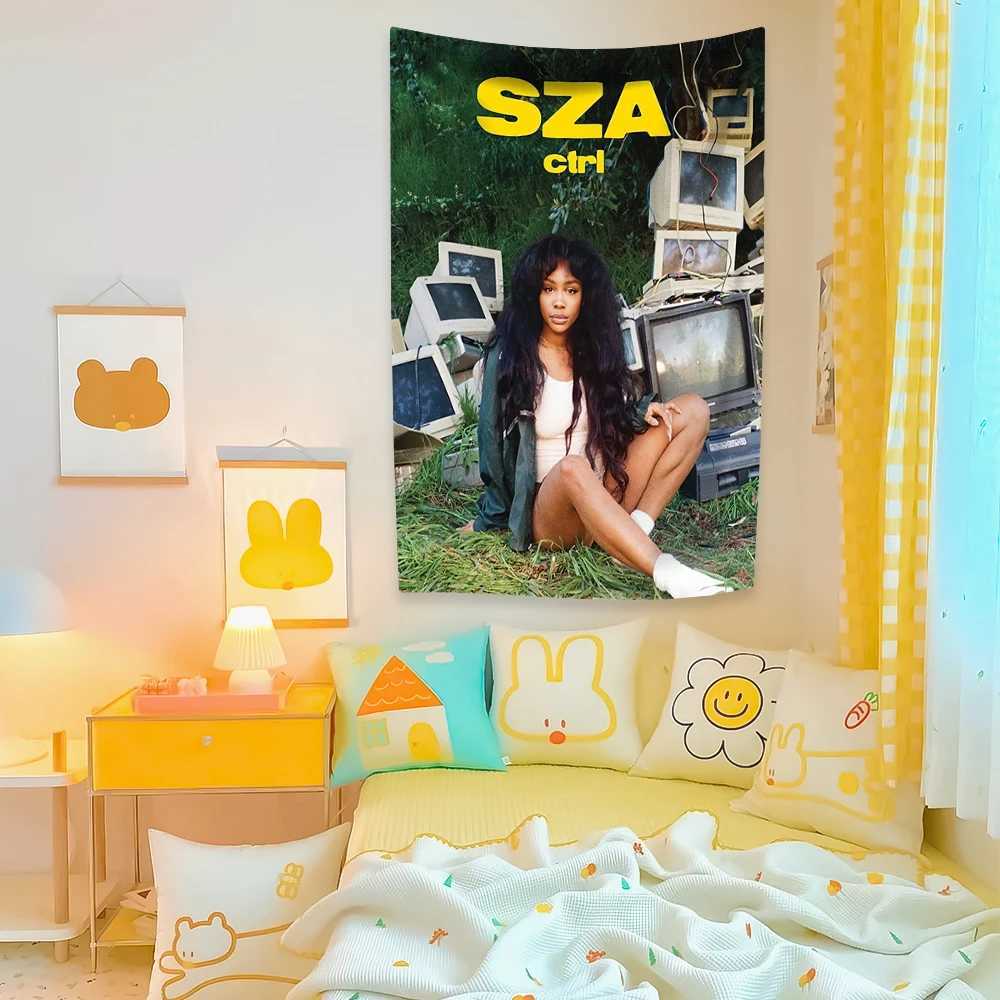 American Pop Singer Tapestry SZA Album Poster Home Decoration Wall Hanging Background Cloth Bedroom Dormitory Decor Sofa Blanket Y240816
