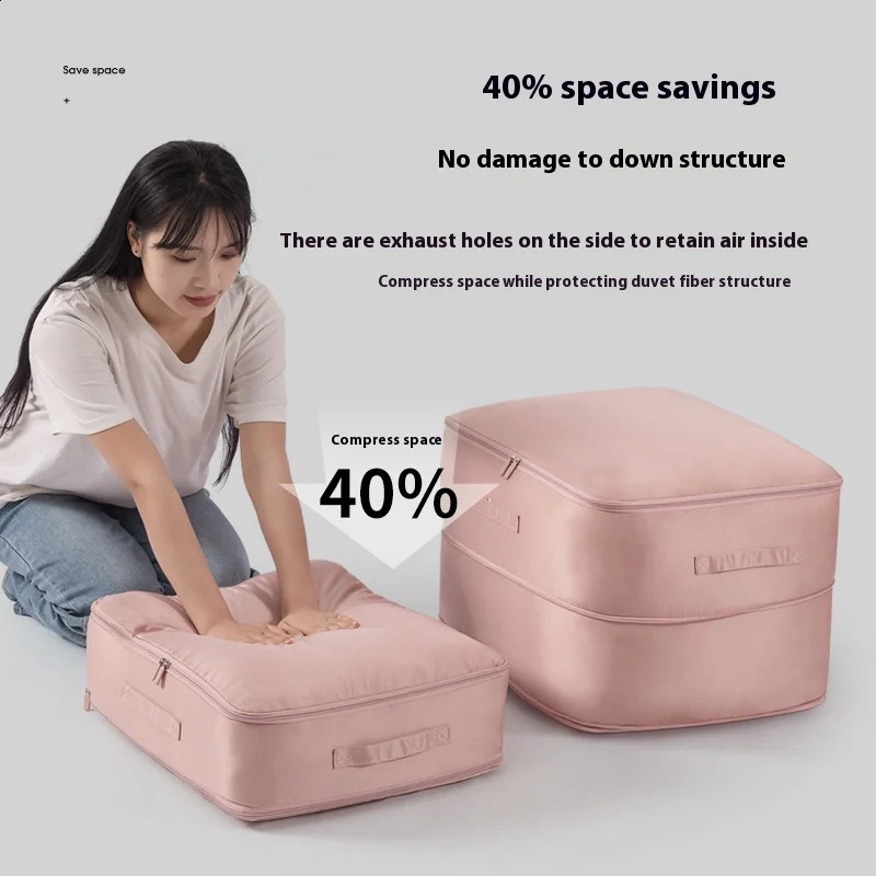 Ultra Space Saving Self Compression Organizer Upgrade Space Saver Quilt Compression Storage Bag Premium Comforter Storage 240816
