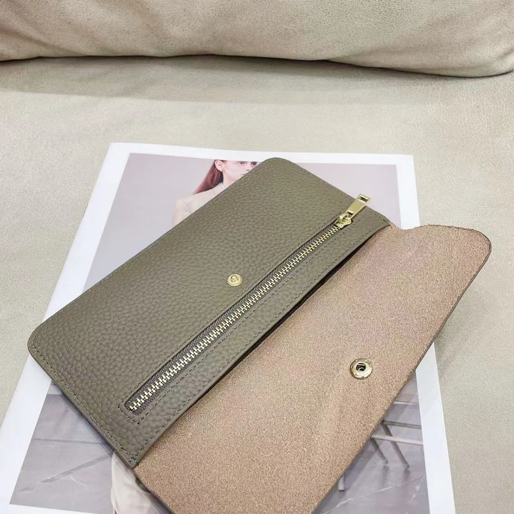 100 Genuine Leather Women Long Wallet Solid Money Slim Clutch Bag For Ladies Fashion Cowhide ID Credit Card Holder Purse250906