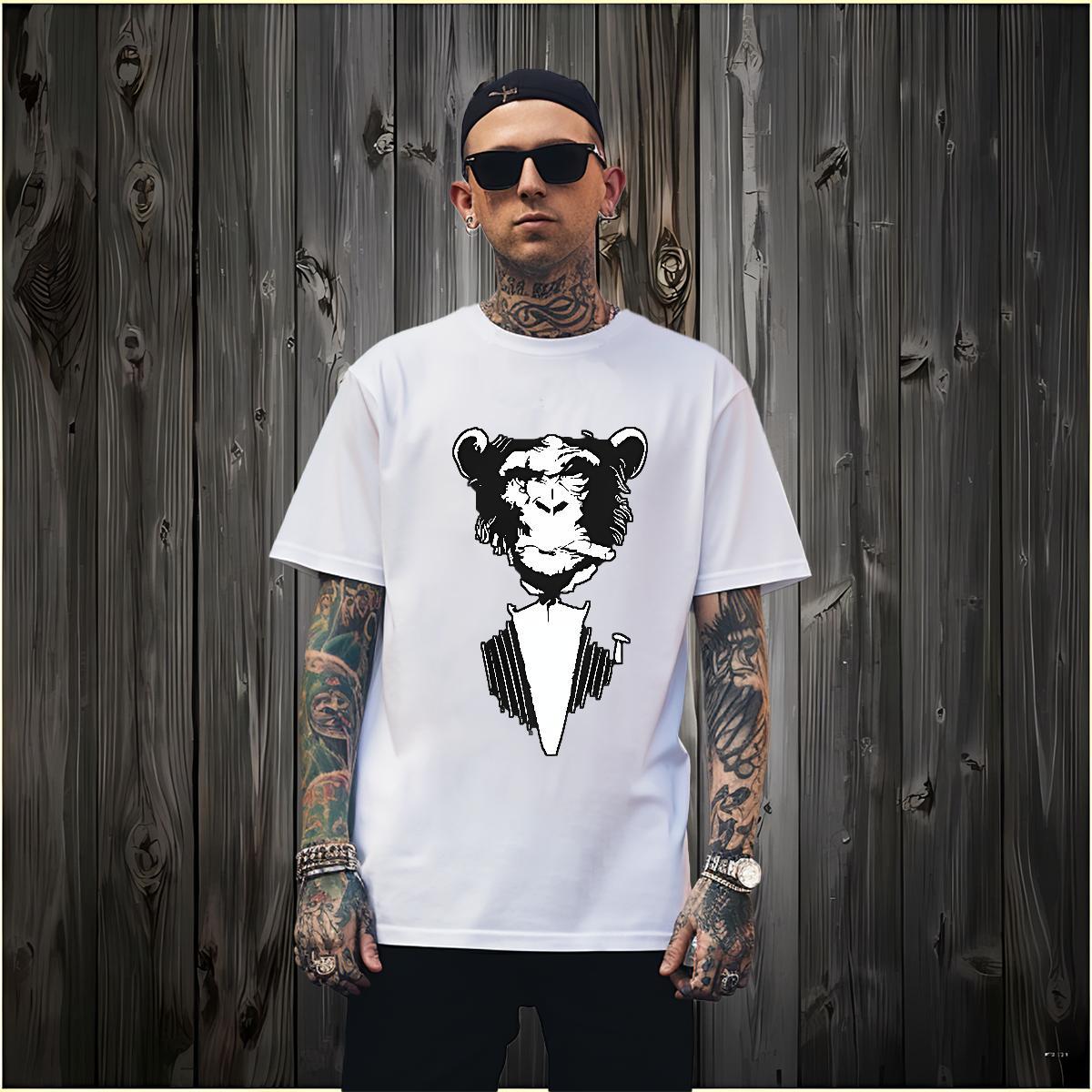 Cool chimpanzee Man T Shirts Daily Wear Men Clothes T-Shirt 230g 100% Cotton 2024 DIY Short Sleeve O-Neck Anime Clothings