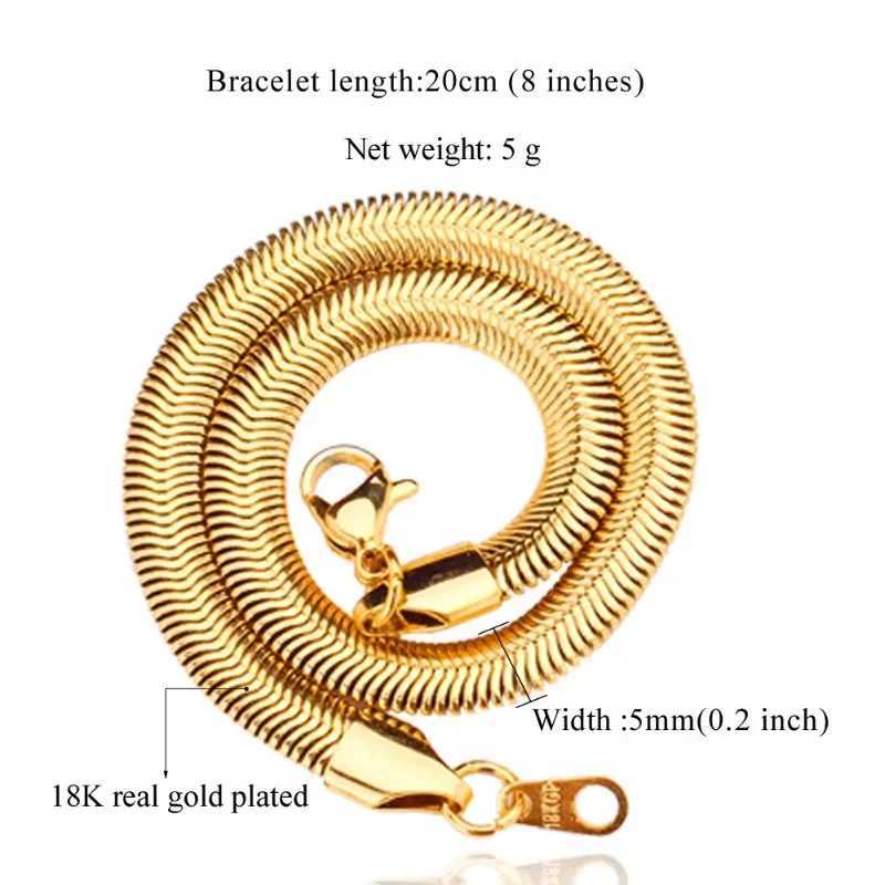 Ball Caps Lockets Gold/Silver Plated Flat Snake Chain Bracelet Suitable for Men Women Jewelry Fashion Birthday Gifts QC24 Q240815