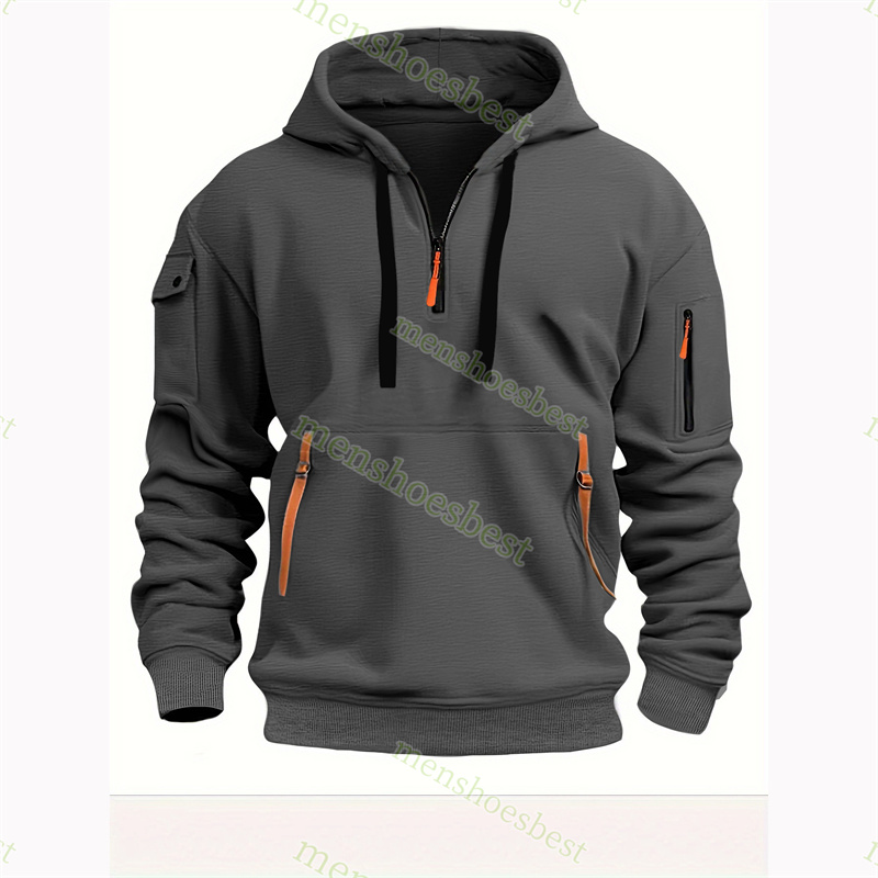 Mens Half Zip Hoodie Polo Sweater Fleece Shirts High Neck Warm Pullover Slim Knit Knitting Hoody Hooded Sweatshirt Jumpers Asian Size S-5XL