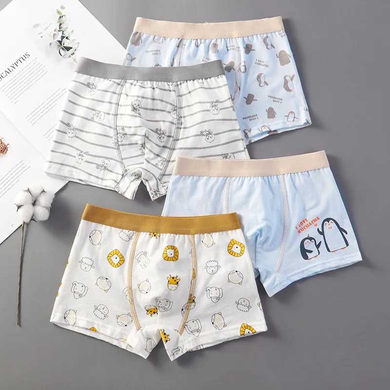 4 pieces of childrens flat corner underwear boys underwear cartoon underwear for students aged 2-14 pure cotton childrens underwear450W240815
