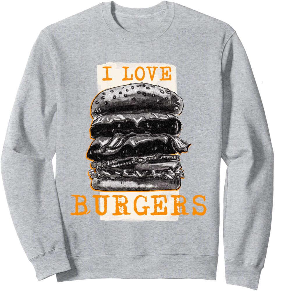 Long Sleeve Shirts For Men Sweatshirt I Love Burgers Vintage Favorite Meal Birthday Gift Sweatshirt Graphic Tee Streetwear Casual Tops Clothes sweatsh