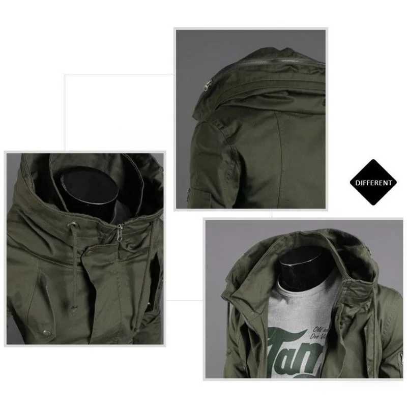 Mens bomber jacket military multi pocket hooded jacket ultra-thin mens clothing zipper long sleeved jacket W241111