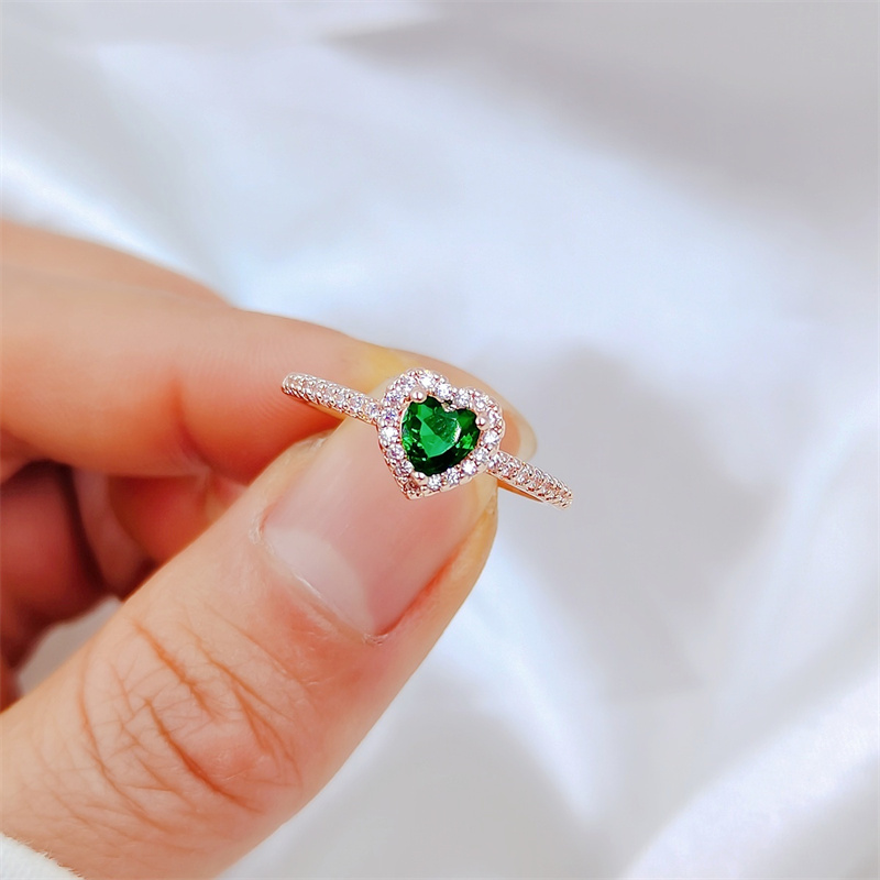 Love ring copper inlaid zirconium funky pink zirconium heart ring ins style simple ring wedding engagement ring suitable for daily party holiday weddi