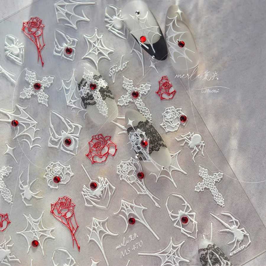 Luxury High Quality Black And White Sparkling Shell Lamp Web Rose Nail Art Sticker Design Craft Tool maquillaje Ms-468 H260209