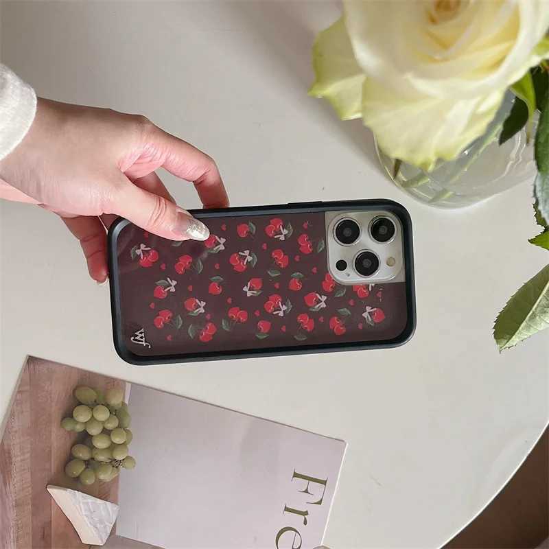 Wildflower 3D Ins Strawberry cherry Phone Case for iPhone 15 14 13 Pro Max 13pro 14pro 15pro WF Cute Cartoon Cover FundaM240816