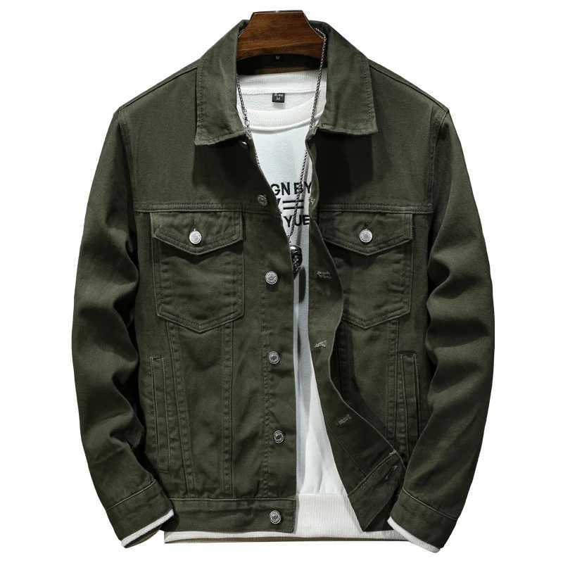 White Armygreen Classic Retro Cowboy Jacket Mens Street Fashion Japanese Casual Jacket Mens Brand Jeans Jacket Plus Size 5XL W241011