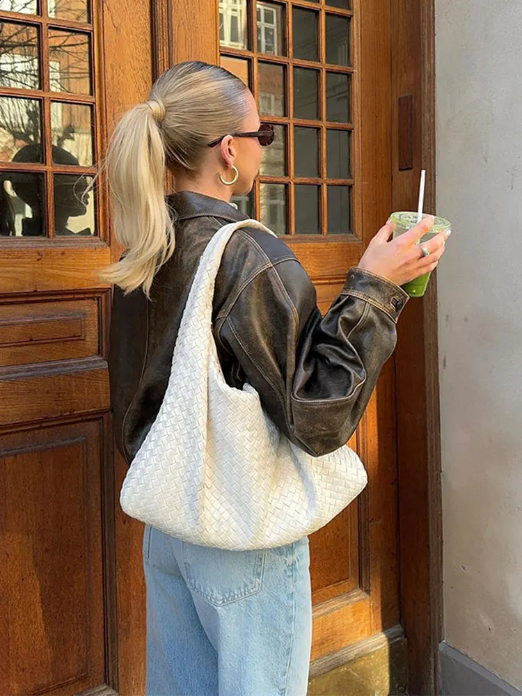 2024 Autumn Fading Effect Bomber Jacket Womens Collar Long Sleeve Zipper Pocket Jacket Womens Street Fashion Womens Jacket 240815