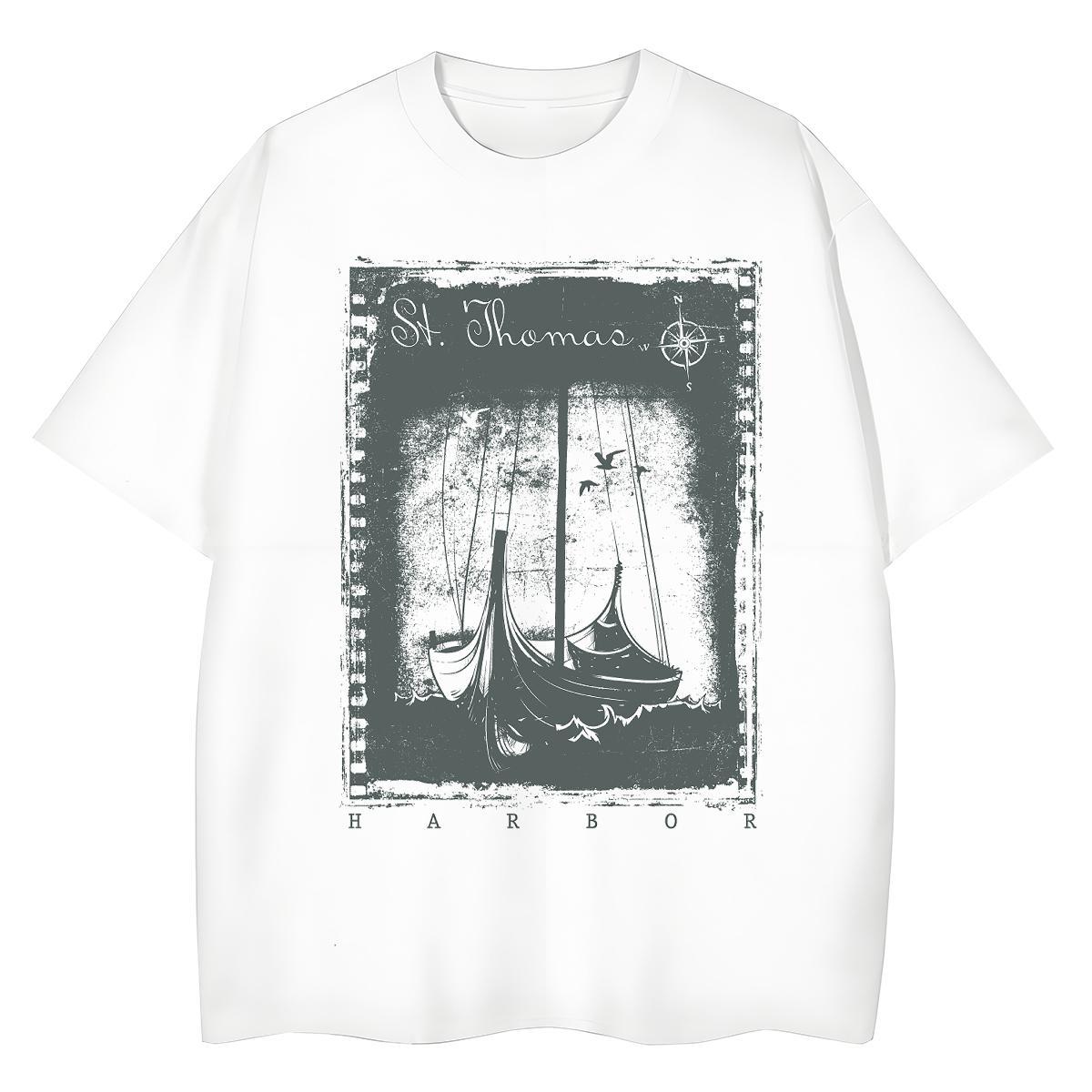 Stylist T-Shirts for Women 100% Cotton 230g Short Sleeve O-Neck Street Casual black and white Unisex Tshirts Soft Anime Tees