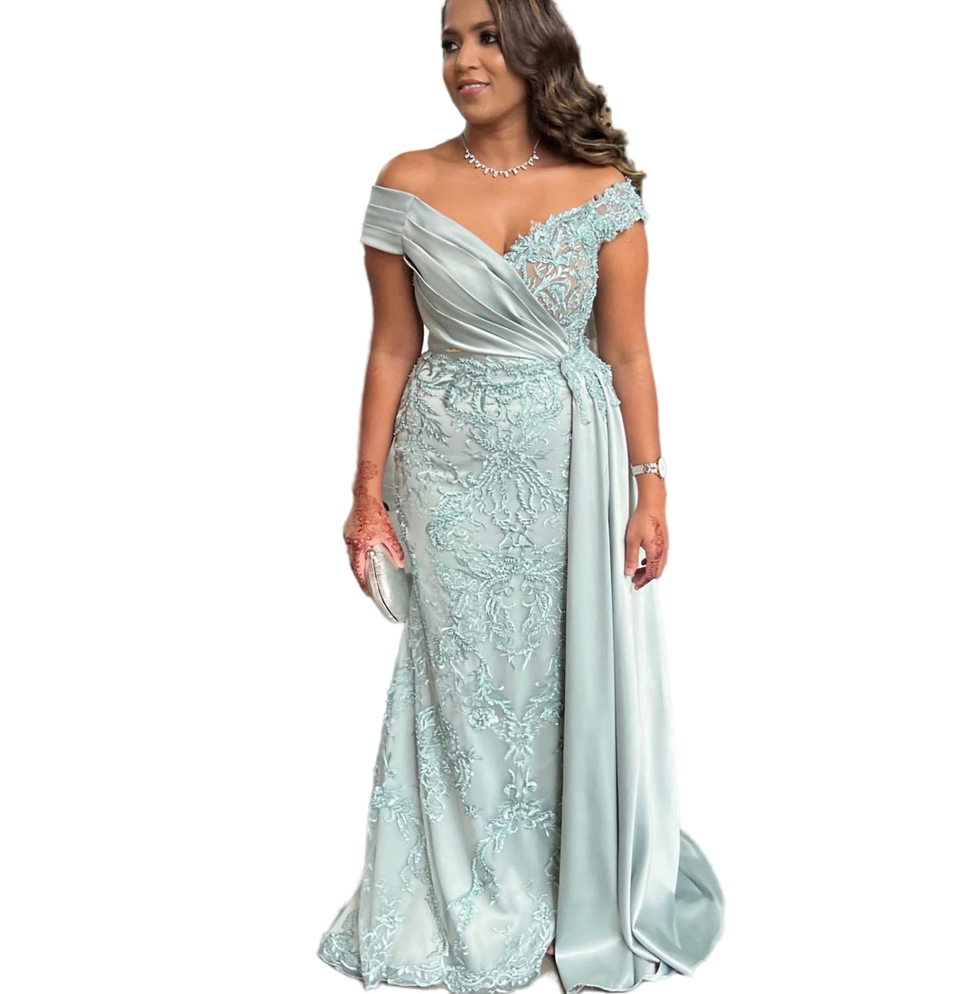 2024 Silver Mermaid Mother Of Bride Dresses Lace Beaded Evening Party Mama Dress Sweetheart Satin Birthday Wedding Guest Groom Mother's Gowns LF3