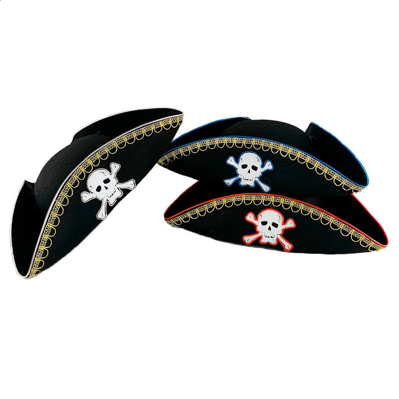 style Led Captain Hat Halloween Masquerade Pirate Theme Party Cosplay Captain Costumes Accessories Light Up Skull Pattern Hat 240816