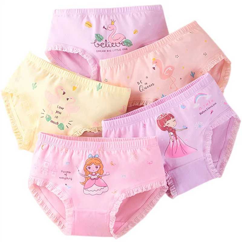 Girls underwear fine cotton underwear cute design printed underwear childrens breathable soft and healthy underwear girls boxing underwear 4 pieces/ba