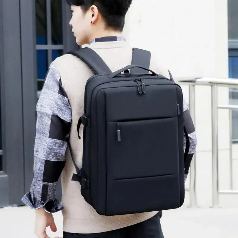 Classic Travel Backpack Mens Business Backpack School Expandable USB Bag Large Capacity Laptop Waterproof Fashion Backpack ww 240914